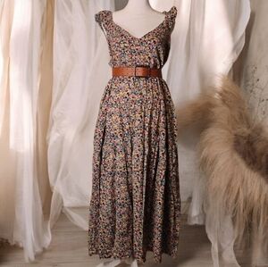 Old Navy Floral Maxi Dress with Brown Belt
